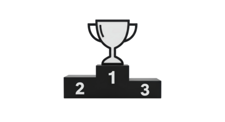 Isolated Striking Black Podium Showcasing Numbers 1, 2, 3, Commemorating Exceptional Achievement and Official Ranking