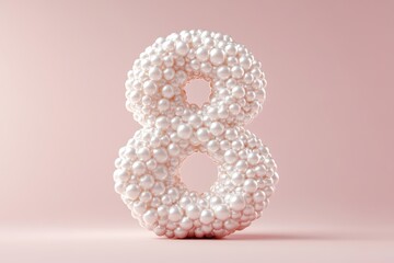 A large number 8 made of white beads