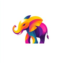 Vibrant Gradient Elephant Illustration, Modern and Minimalist Design, Bold Colors, Simple Shape