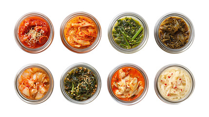 Pack Kimchi Set Against Transparent Background for Food Branding, Korean Cuisine Promotion, or Fermented Food Design Projects