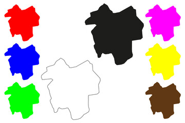 Bathinda city (Republic of India, State of Punjab) map vector illustration, scribble sketch Bathinda map