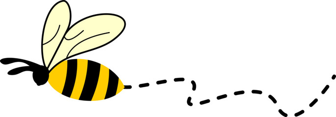 Bee with dotted line