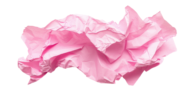 Pink crumpled paper with transparent PNG background - Powered by Adobe