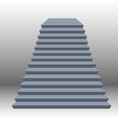 Minimalist abstract staircase design, featuring a series of floating steps forming a geometric zigzag pattern. The artwork has a monochrome color scheme with soft shadows