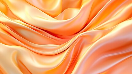 Fototapeta premium Elegant silky fabric texture in warm orange and cream wavy pattern