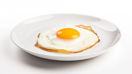Fried Egg on White Plate Sunny Side Up Breakfast Food