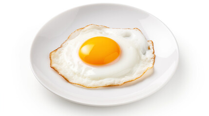 Fried Egg on White Plate SunnySide Up Breakfast Food