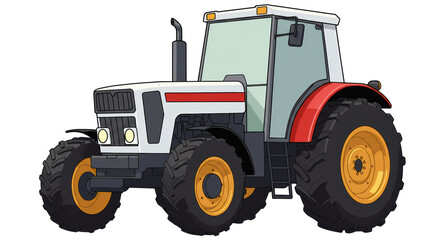 Obraz premium Isolated Striking White Farm Tractor, Symbolizing Agricultural Industry, Rural Farming, and Crop Cultivation