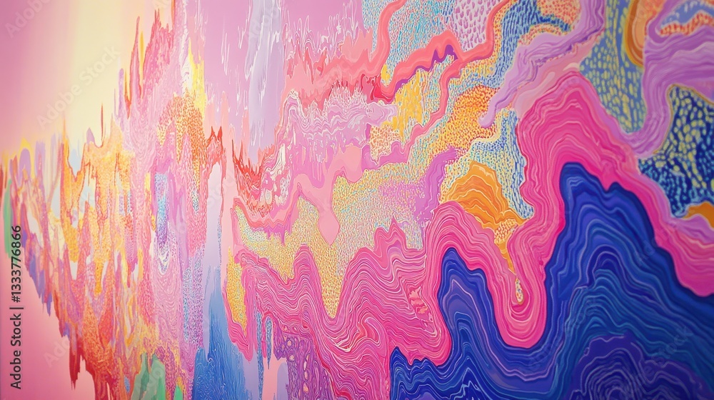 Poster abstract colorful waves of paints and patterns on wall art