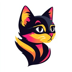 Fototapeta premium VibrantStylizedCatPortraitProfileViewColorfulFelineArtDesign