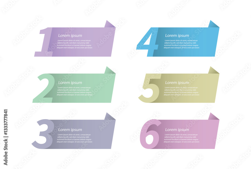 Leinwandbilder Infographic template vector element. Timeline proses with paper style and 6 step