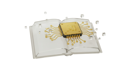 Isolated book with AI, Symbolizing innovation, technology, science