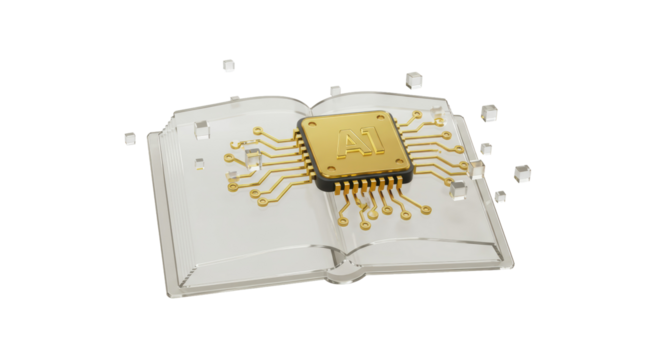 Isolated book with AI, Symbolizing innovation, technology, science