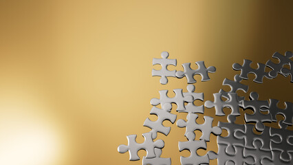 Golden Puzzle Mastery: Sleek Metallic Pieces Symbolizing Connection and Strategy