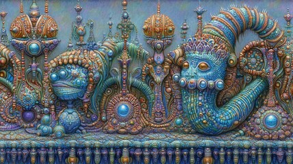 Obraz premium Surreal underwater city landscape painting