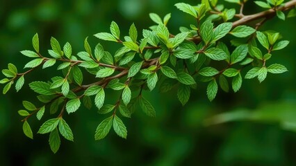 delicate green leaves woven into a intricate braid, branch, green