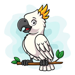 cartoon happy cockatoo on white background