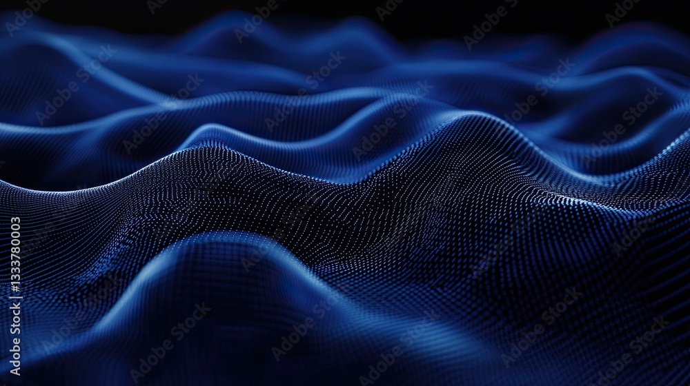 Poster abstract blue waves in digital style with smooth flowing patterns