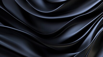 Fototapeta premium Elegant Black Waves of Satin Fabric Draped in Soft Flowing Movement