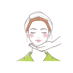 マッサージを受けている綺麗な女性のイラスト