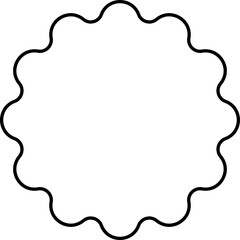 Simple Black Badge outline.
Blank  Wavy Circular Label or Sticker Shape linear.
Scalloped Circle Badge Shape.
Decorative Round Label outline isolated.
Vintage Style Wavy Badge Icon.
