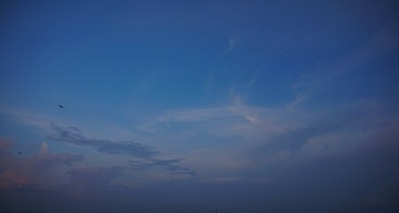 beautiful blue sky and dark clouds in the afternoon