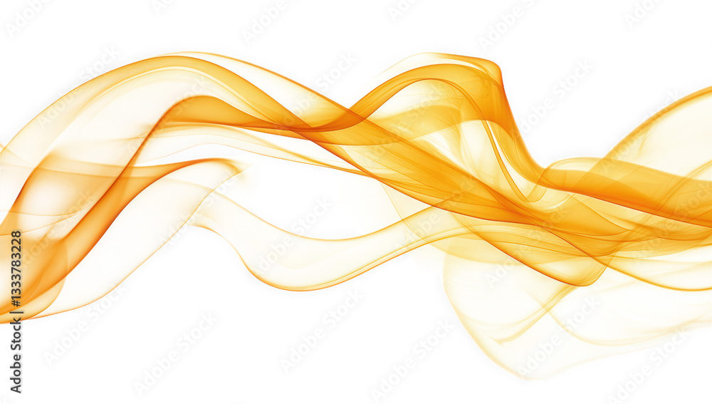 Poster flowing translucent waves in shades of orange creating a sense of movement and fluidity often used f