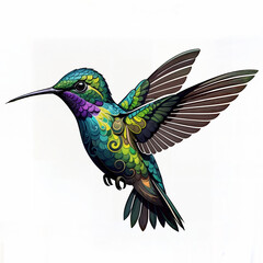 Fototapeta premium hummingbird in flight,Stylized bright hummingbird