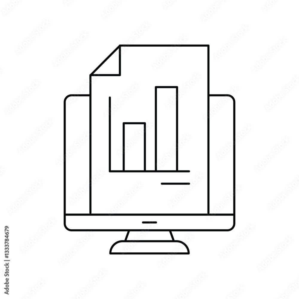 Poster progress graph statistics outline icon. linear style sign for mobile concept and web design. online 