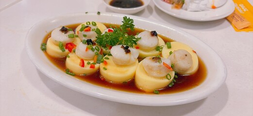 Delicious Chinese foods, dimsum and vegetable