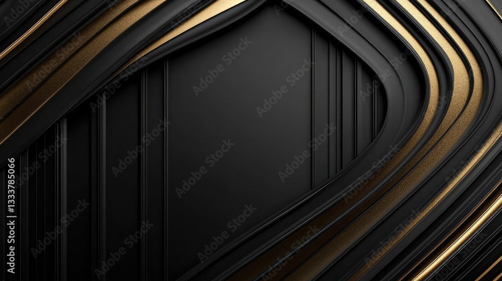 Poster elegant black and gold wave design with smooth curves and textures