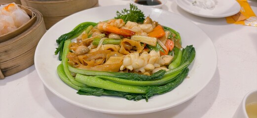 Delicious Chinese foods, dimsum and vegetable