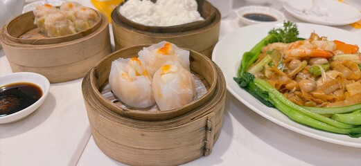 Delicious Chinese foods, dimsum and vegetable