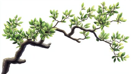 Delicate Branch with Fresh Leaves