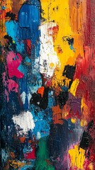 Vibrant abstract painting with bold colors and dynamic textures for artistic inspiration.