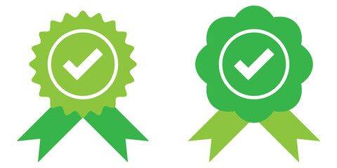 Guaranty certificate medal with approved check mark, vector icon. Medal icon. Flat icon, vector illustration. EPS 10.