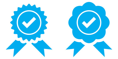 Guaranty certificate medal with approved check mark, vector icon. Medal icon. Flat icon, vector illustration. EPS 10.