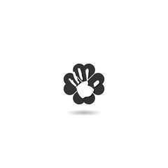  Hand print on four leaf clover logo with shadow