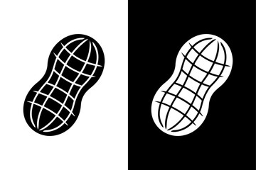 Black and White Peanut Icon Bold and Recognizable Design.