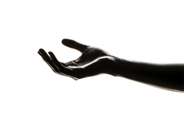 Isolated Dark Silhouette Hand Reaching Outward