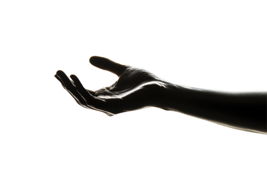 Isolated Dark Silhouette Hand Reaching Outward