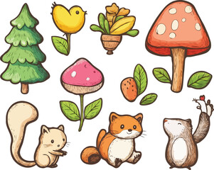 set of funny animals