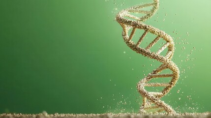 Obraz premium Abstract DNA helix spinning, green screen background, seamless design, biotechnology and genetics