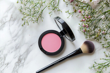make up brushes and blush powder
