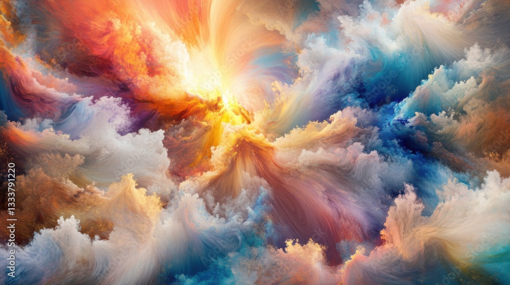 Poster abstract colorful swirls of cloud patterns in a dreamlike scene