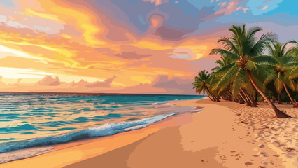 Fototapeta premium Sandy beach at sunset