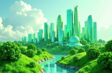 Obraz premium panorama of green city