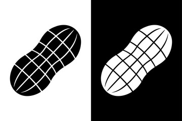 Minimalist Peanut Icon High-Quality Black & White Silhouette.