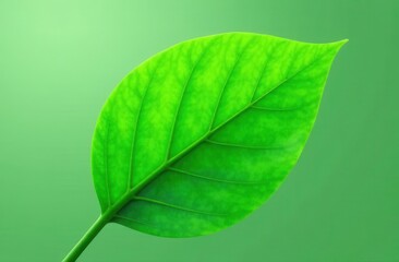 Obraz premium Vibrant green leaf on gradient background depicting ecology concept