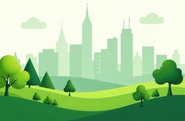Fototapeta premium Sustainable cityscape and nature harmony for eco-friendly design projects